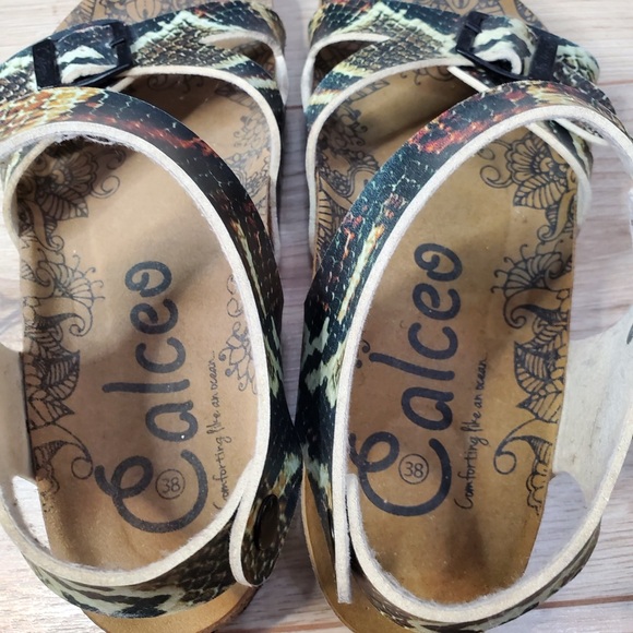 Calceo Colorful Snakeskin Print Sandals - Picture 5 of 8
